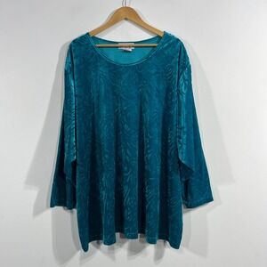 Bridge Gate Y2K Whimsigoth Crushed Velvet Floral Tunic Top 4X Vintage 90s Boho